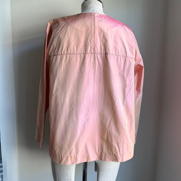 Lafayette 148 Silk Iridescent Cropped Jacket Peach Pink Women’s Medium - Picture 7 of 12